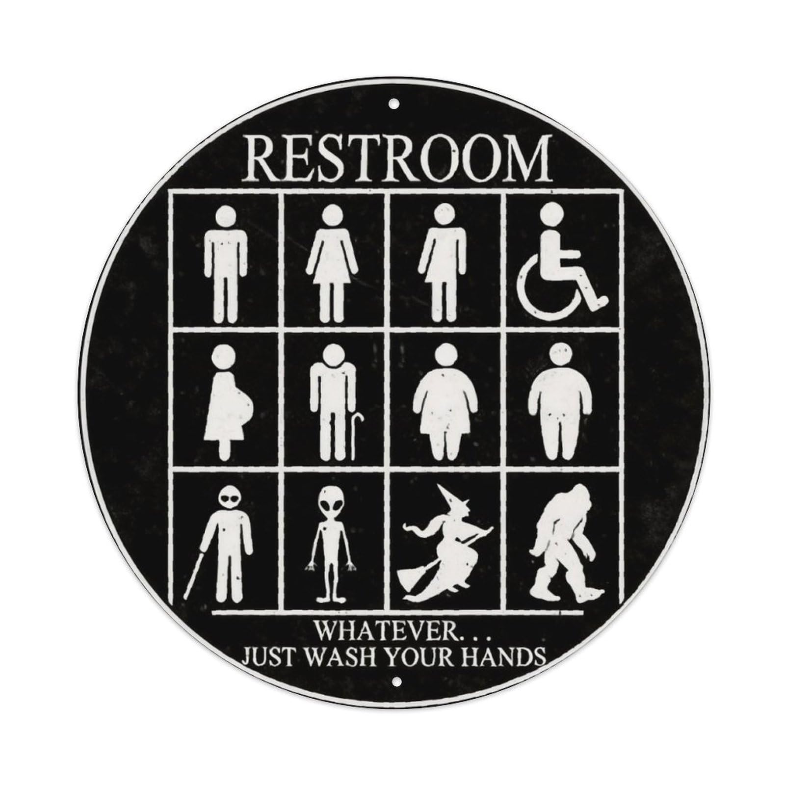Funny Restroom Sign (Whatever Just Wash Your Hands) Vintage Aluminium Metal Sign, Retro Wall Decor for Home, Bar, Garage & Farmhouse 20x20cm