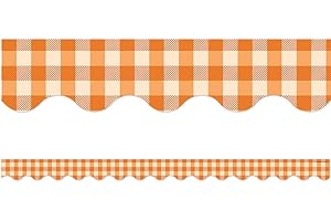 Teacher Created Resources Orange Gingham Scalloped Bulletin Board Border