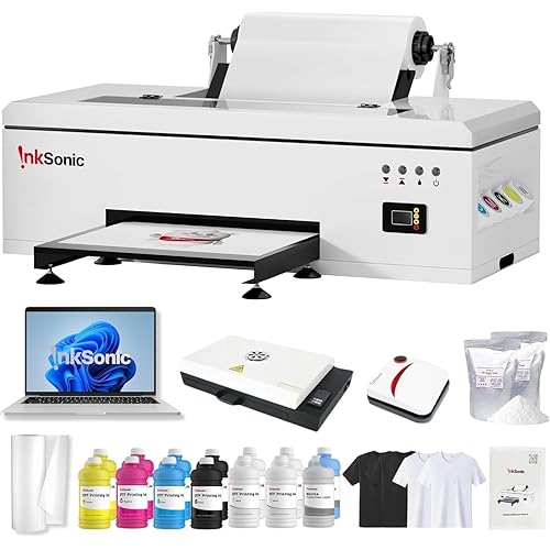 InkSonic R1390 DTF Printer, A3 T-Shirt Printing Machine with Laptop and Oven Bundle, T-Shirt Maker for Clothes Design, 13" DTF Printer Machine, Direct to Film, Commercial Custom Printing,1390