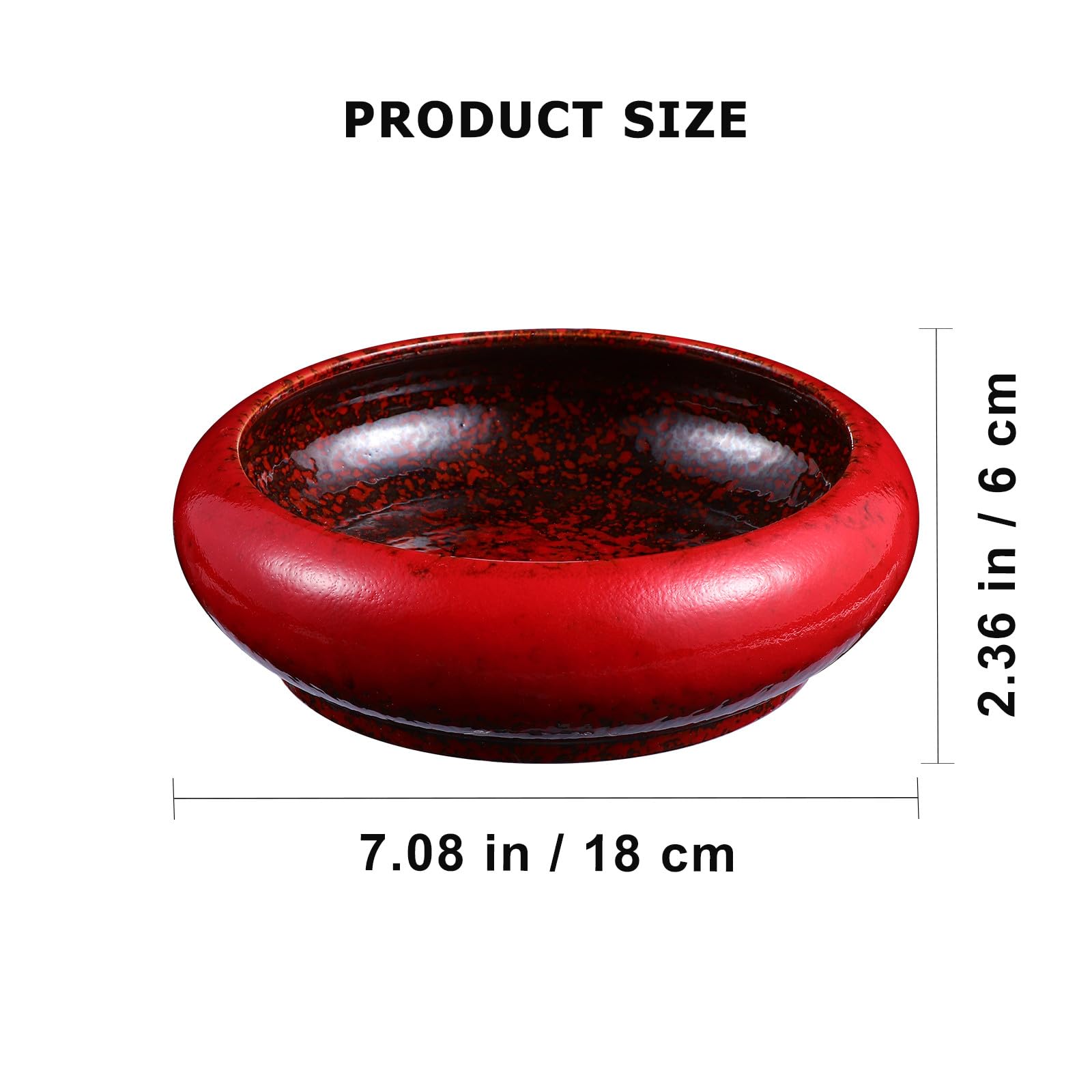 Pot de Fleurs en Céramique Rétro pour Bonsaï et Succulentes Drainage, Grand Diamètre, Couleur Rouge, pour Décorer Jardin ou Salon