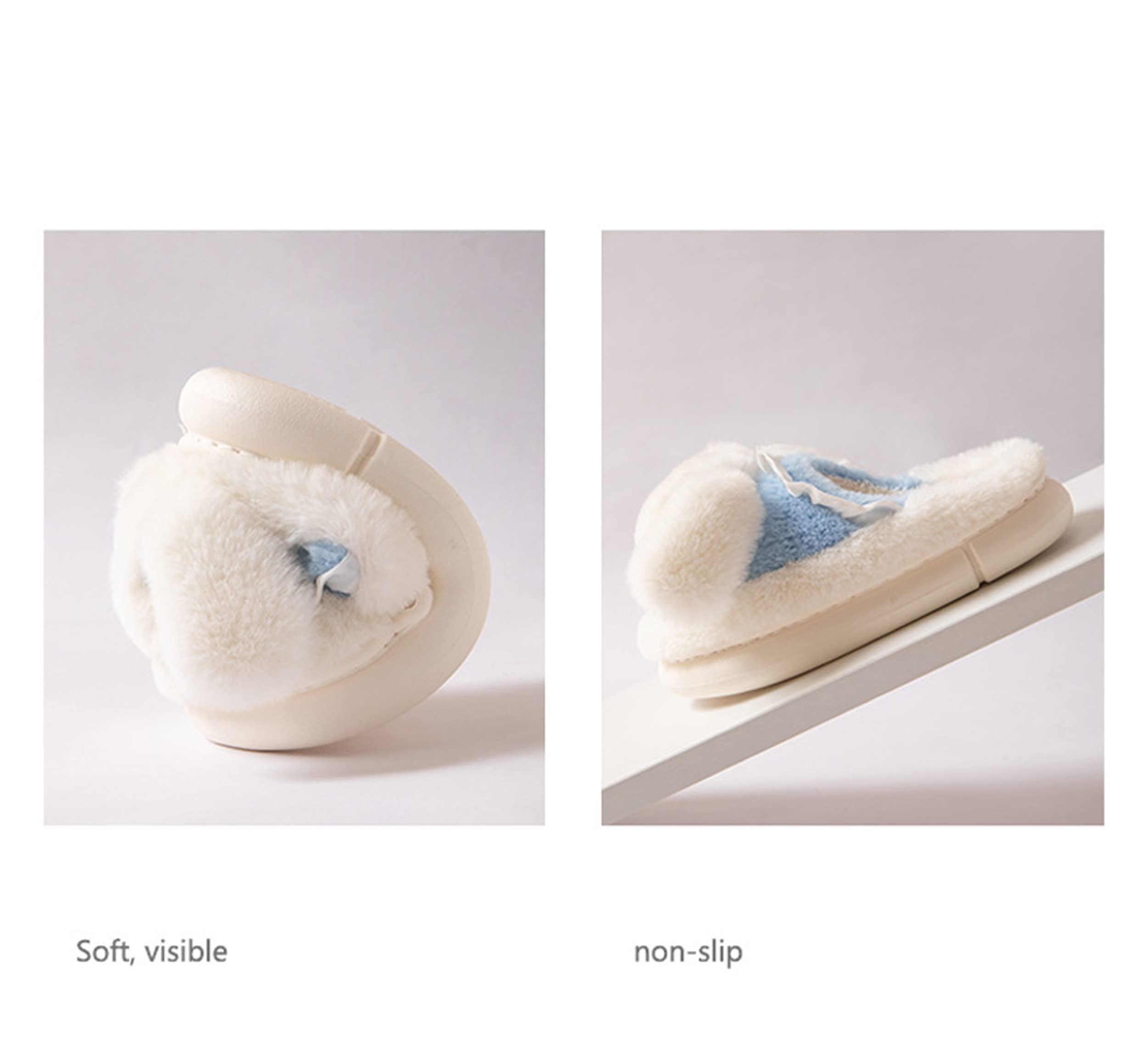 Roffatide Anime Carino Big Ear Dog Personaggi Morbido Pelliccia Coperta Pantofole Pantofole Fuzzy Back Open Toe Spuma Pantofole con PVC Soft Sole House Pantofole