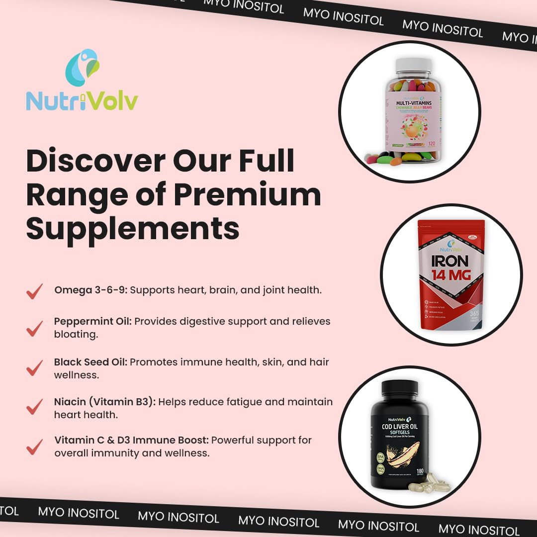 NutriVolv Myo Inositol 1000mg with Folate & Chromium | 120 Capsules | Hormone Balancer