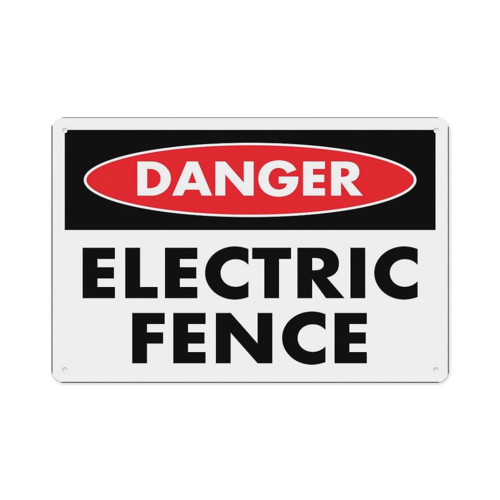 peiyeety Danger Electric Fence Sign Aluminum Tin Warning Signs for Home Outdoor Garden 12X16 Inches