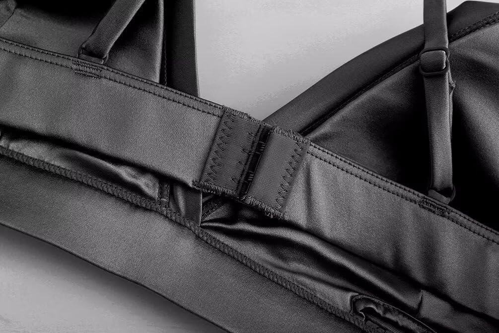 SilRiver Women's Silk Satin Triangle Bralette Soft Cup Wireless Bra with Removable Pad - Image 6