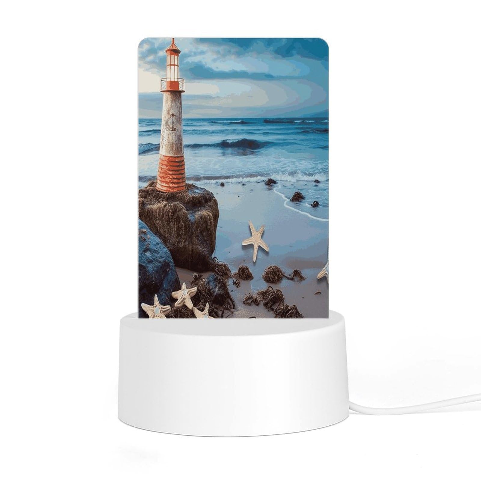 Adfgyerh Style Starfish Lighthouse Beach Night Light Acrylic Material Easy Installation, Home Decor Usb Interface Power Supply, Lamp For Restaurant Bar Cafe Room Decor