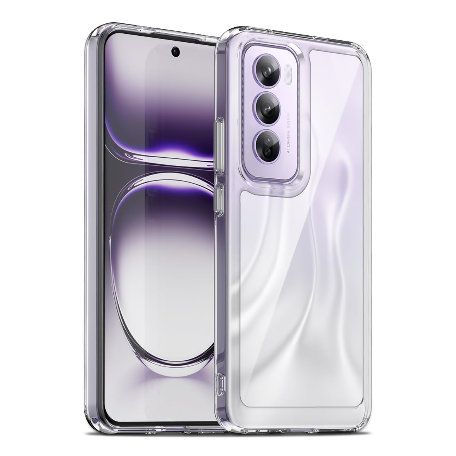 Etui na Oppo Reno 12 Pro 5G, Militarna Ochrona Przed Upadkiem, Odporne na Żółknięcie, Ultracienkie Przezroczyste Etui z Twardego PC Antyzarysowaniowe, Antywstrząsowe