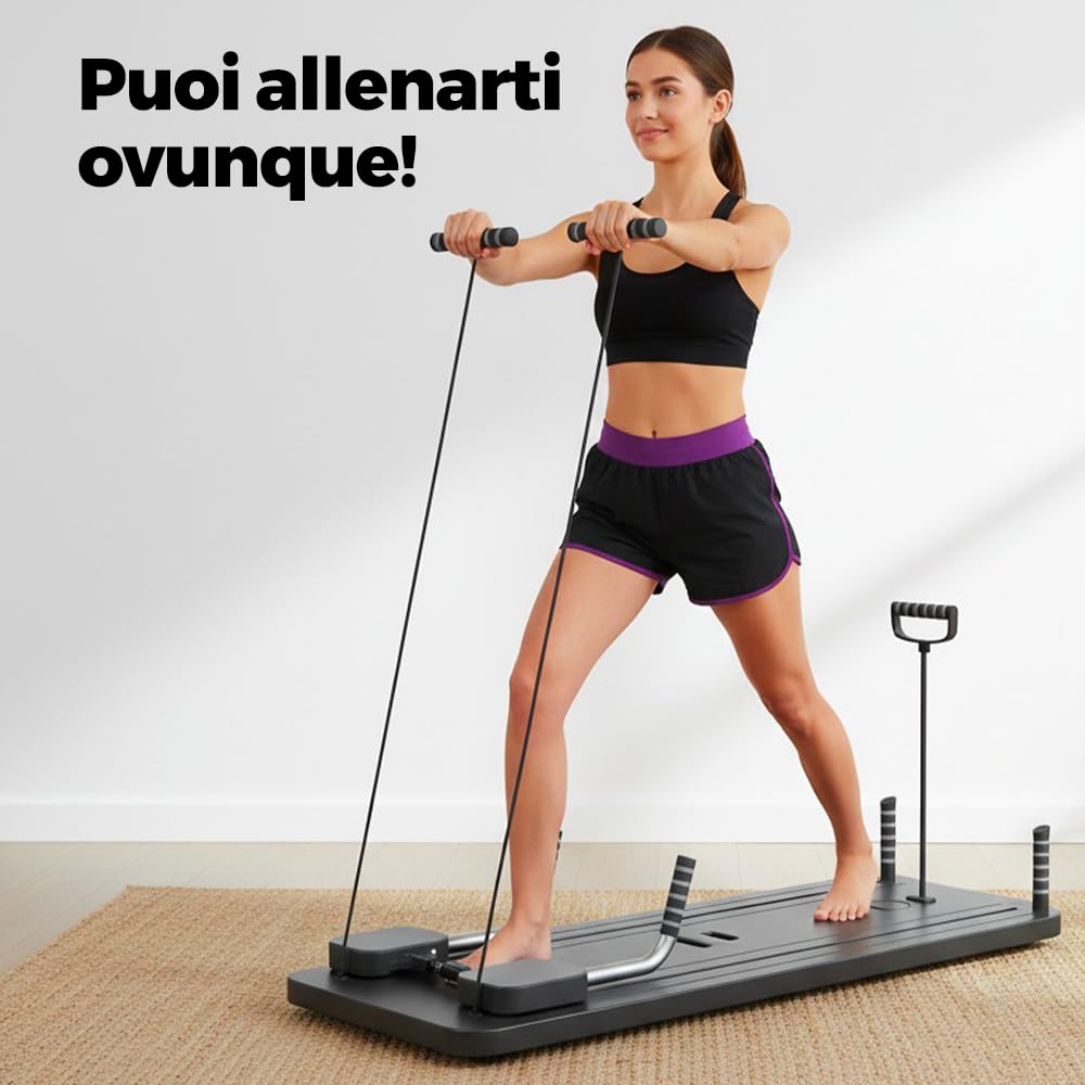 Pilates Board pieghevole 5 in 1 con contatore LED rullo di rimbalzo automatico tavola per esercizio multiuso esercizi a casa Stabile addominali attrezzature allenamento Multifunzione homegym