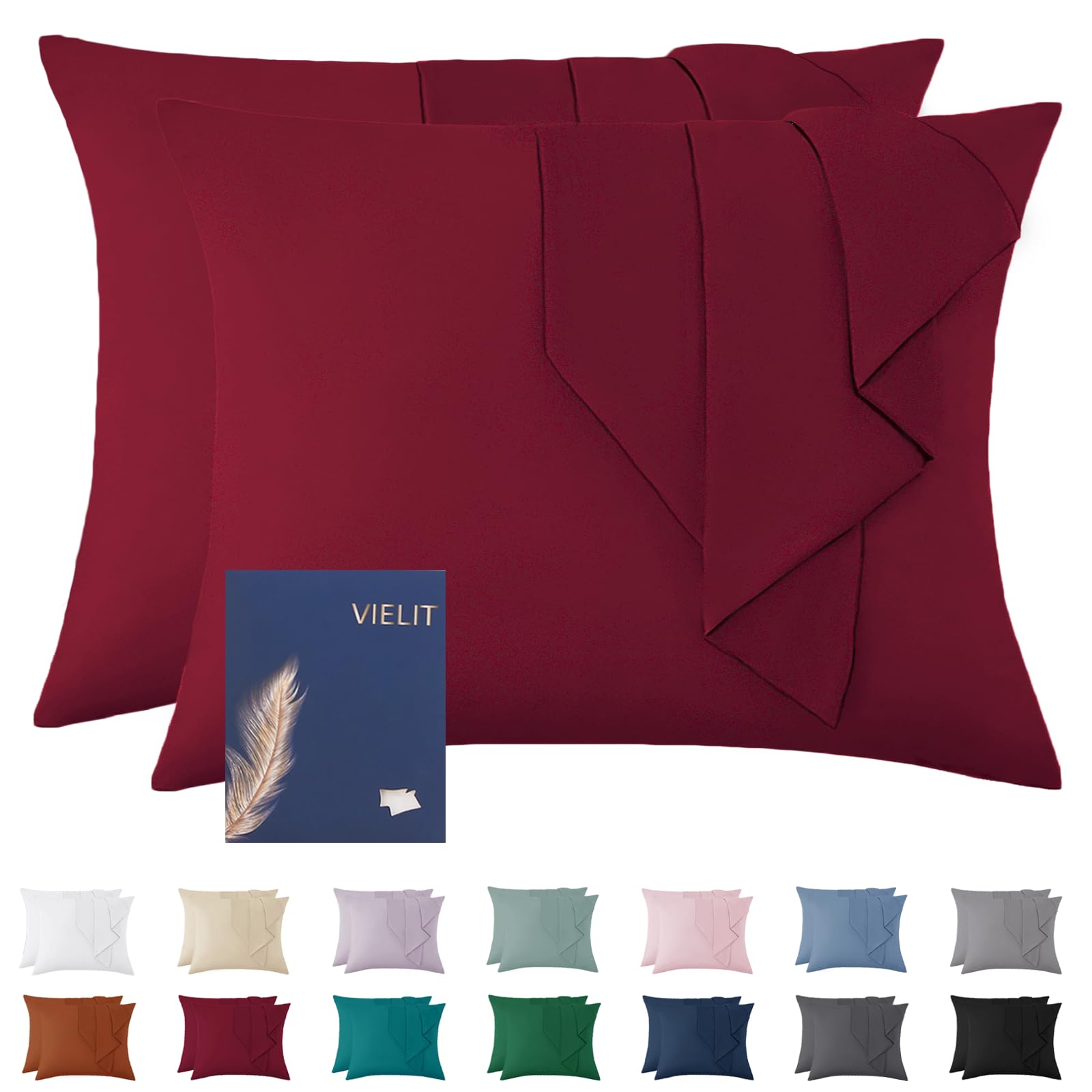Vielit Cushion Cover, 60 x 80 cm, Red, Soft Pillowcase, 60 x 80 cm, Set of 2, Microfibre Decorative Cushion Cover for Pillows, 60 x 80 cm, Eco Certificate, Resistant, Hypoallergenic