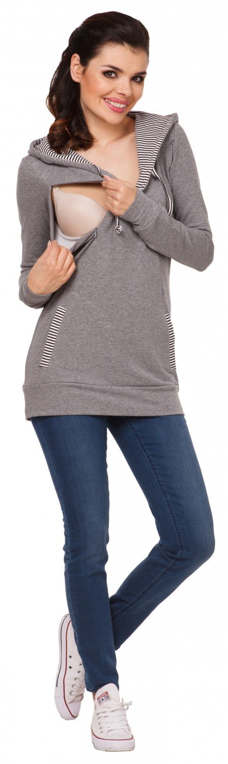 Zeta Ville - Damen Diskretes Still-Sweatshirt Kapuze Seitenreißverschluss - 124c
