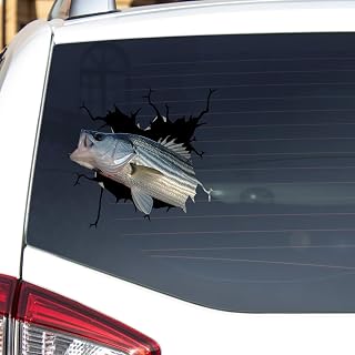 Striped Bass Car Decals - Fishing Lovers Vinyl Decal Stickers Car Decorations for Women Men, Pack of 2 Wall Decals Stickers Series 04