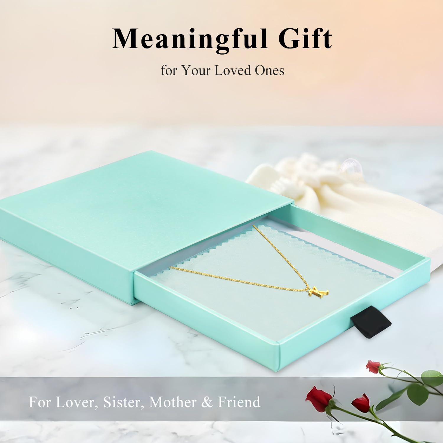 14K Gold Plated Necklace for Women, Dainty Gold Heart/Initial A/K Pendant Necklace, Non Tarnish, Stainless Steel, Fashion Accessories Trendy Gold Jewelry, Love Gift for Birthday, Christmas. - Image 7