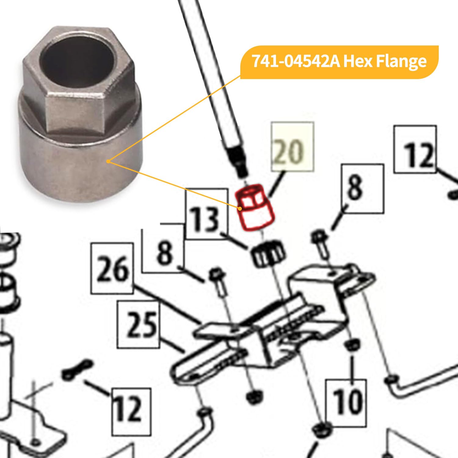 Ohoho 753-11064B 75311064B CR12 Kit de servicio de dirección compatible con cortacésped MTD Columbia CR30 / Cub Cadet CC30 CC30H CC30E Hydro Mini Riders & Craftsman R1000, con brida hexagonal 741