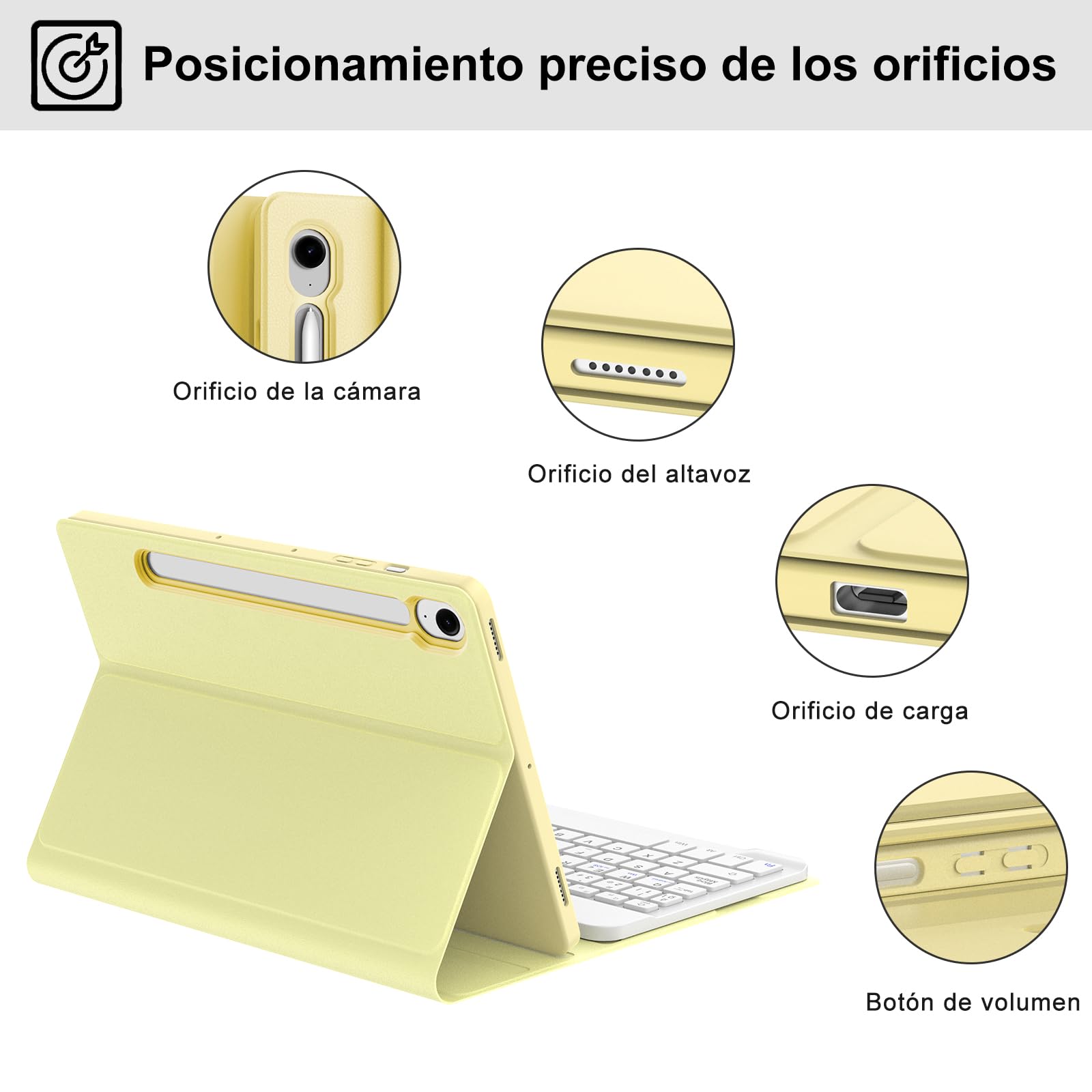 IVEOPPE Funda Teclado Samsung Galaxy Tab S10 FE 2025/S9 FE 10.9"/S9 11" 2023, Teclado Bluetooth Magnéticamente Desmontable QWERTY Español Ñ para Galaxy Tab S10 FE/S9 FE 10.9"/S9 11" 2023, Amarillo