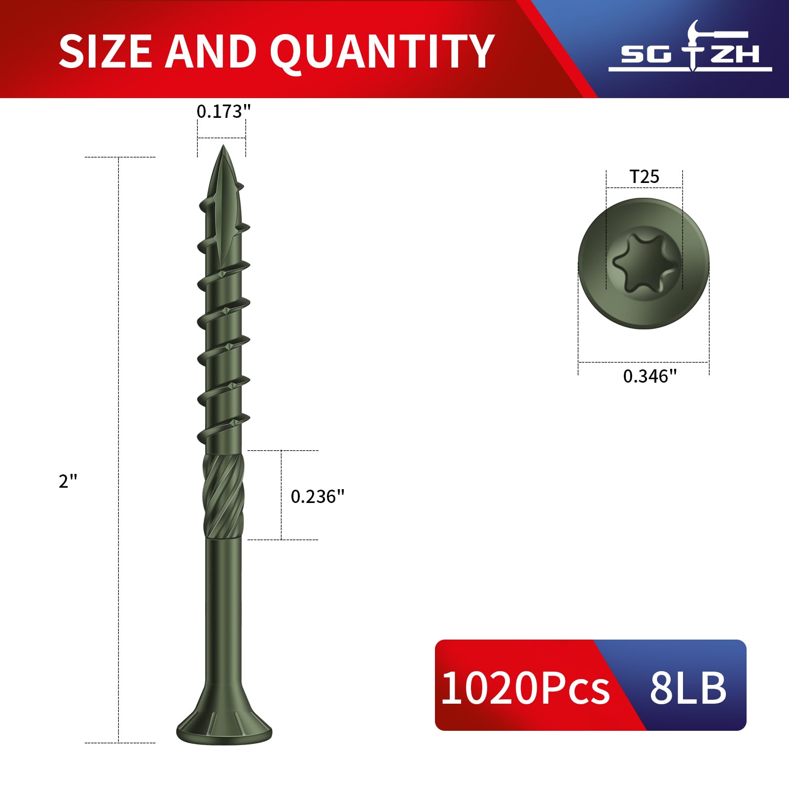 Green Rusted Screw Snapklik.com : SG TZH #8 X 2 Inch Deck Screws (1020Pcs) 8lb. Carbon ...