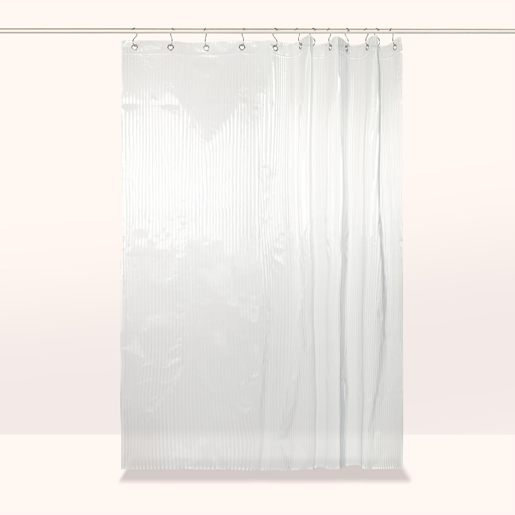Sproos! - Geriffelter Duschvorhang, transparent, 183 x 183 cm