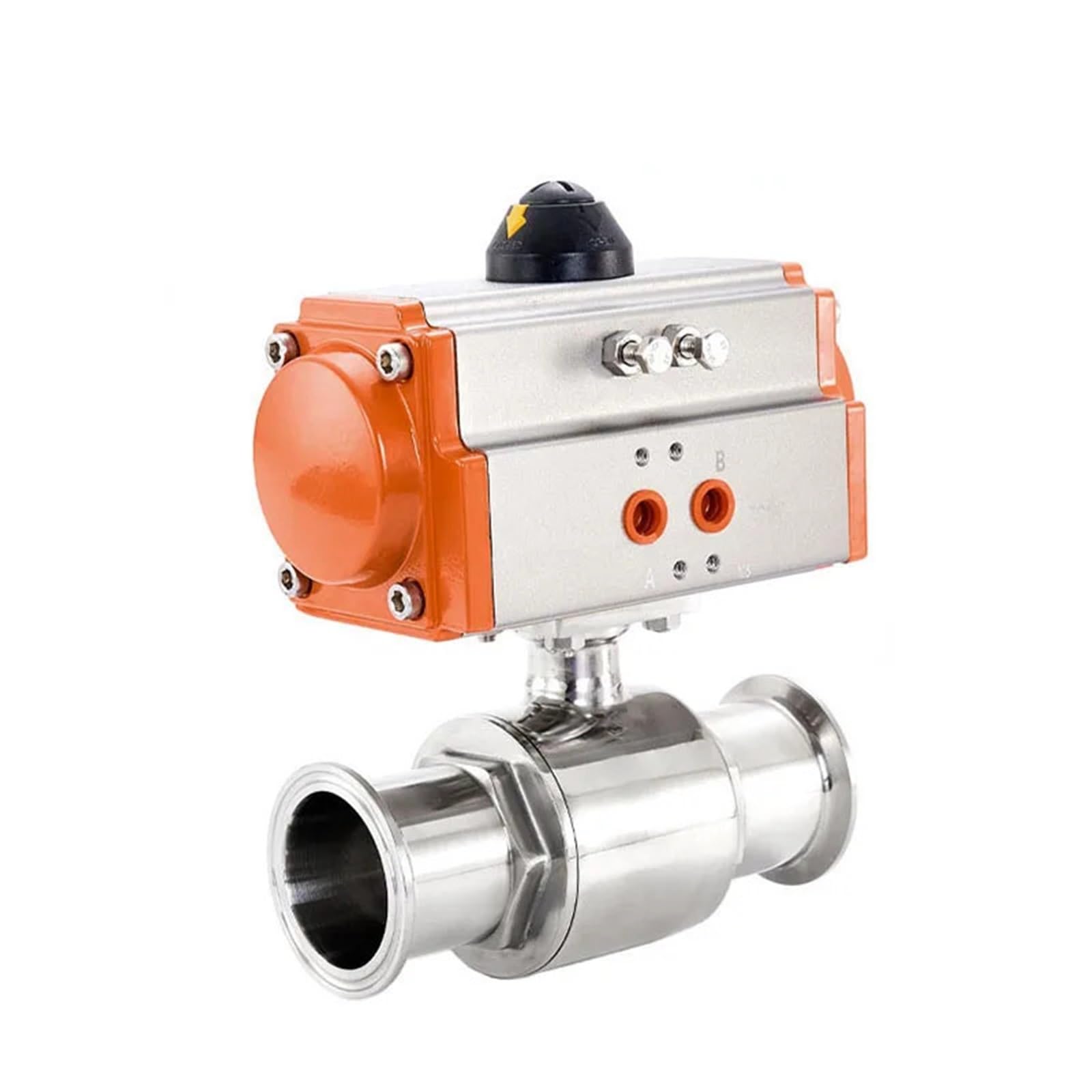 Válvula de Bola de Abrazadera neumática Sanitaria, válvulas de Bola de Montaje rápido neumáticas de Doble Efecto Q611F-16P de Acero Inoxidable | válvula solenoide(38mm)