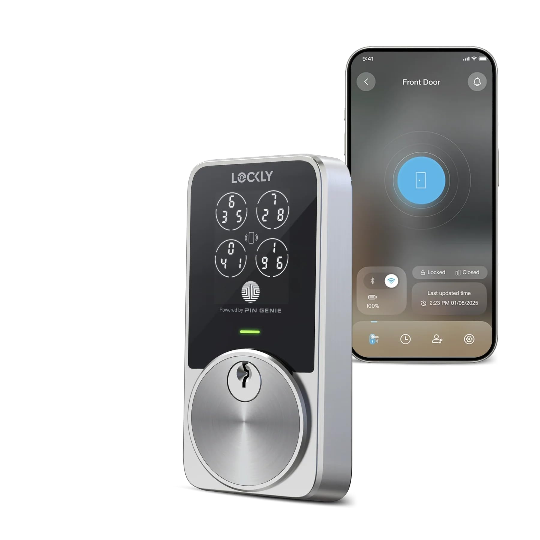 Lockly PIN Genie Pro Zeno Series Smart Lock Keyless Entry Door Lock with Apple Home Key Built-in Wi-Fi