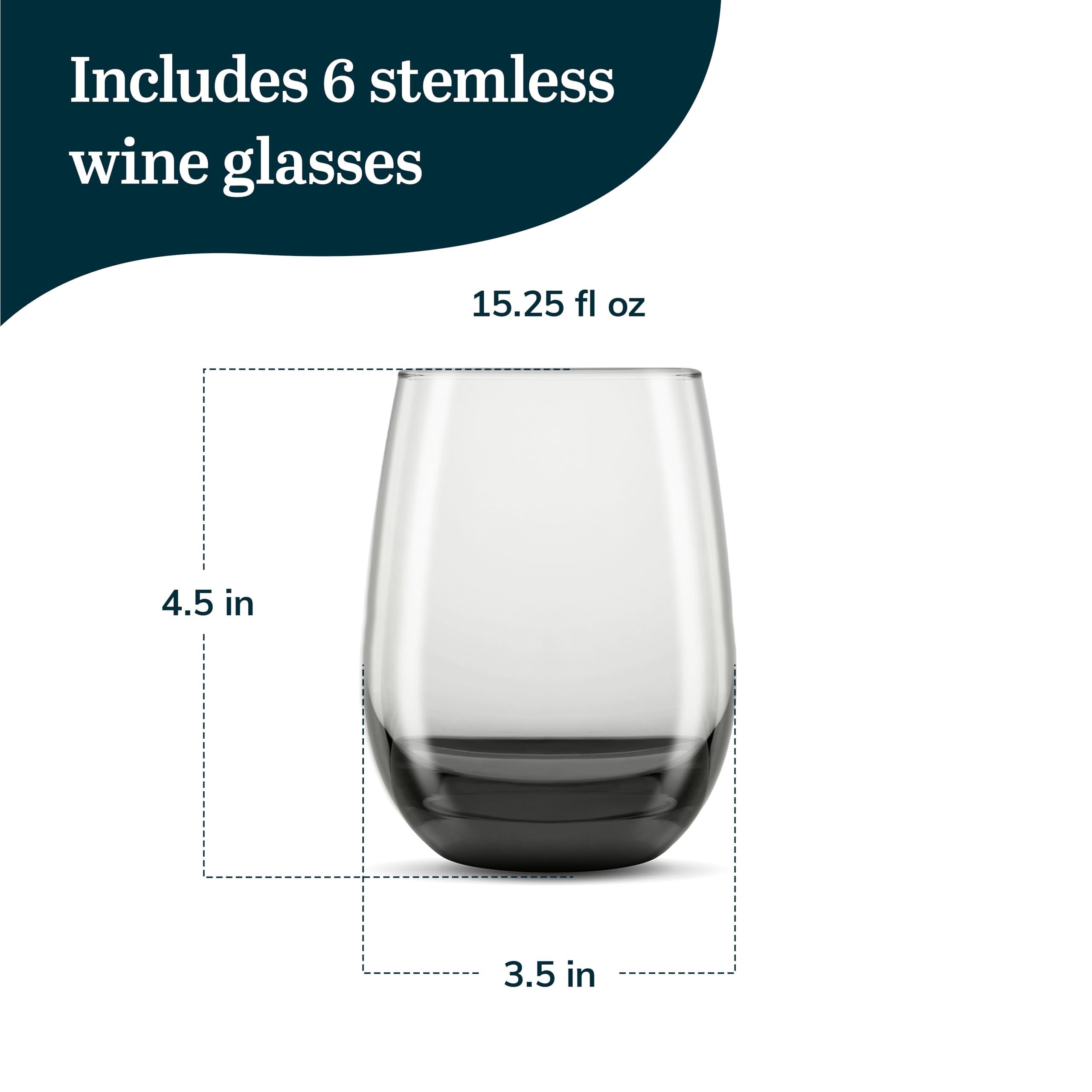Libbey Bicchiere da vino con base martellata, multiuso, senza stelo, 503,2 g, set da 8