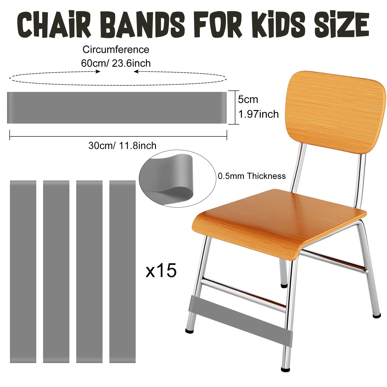 PLULON 15 Pack Chair Bands for Kids with Fidgety Feet Fidget Bands for Classroom Chairs Bands for Students Chairs Desks with Sensory ADHD ADD Autism - Image 3