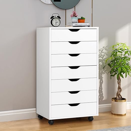 IFANNY 7 Drawer File Narrow Storage with Universal Wheels, Small Filing
