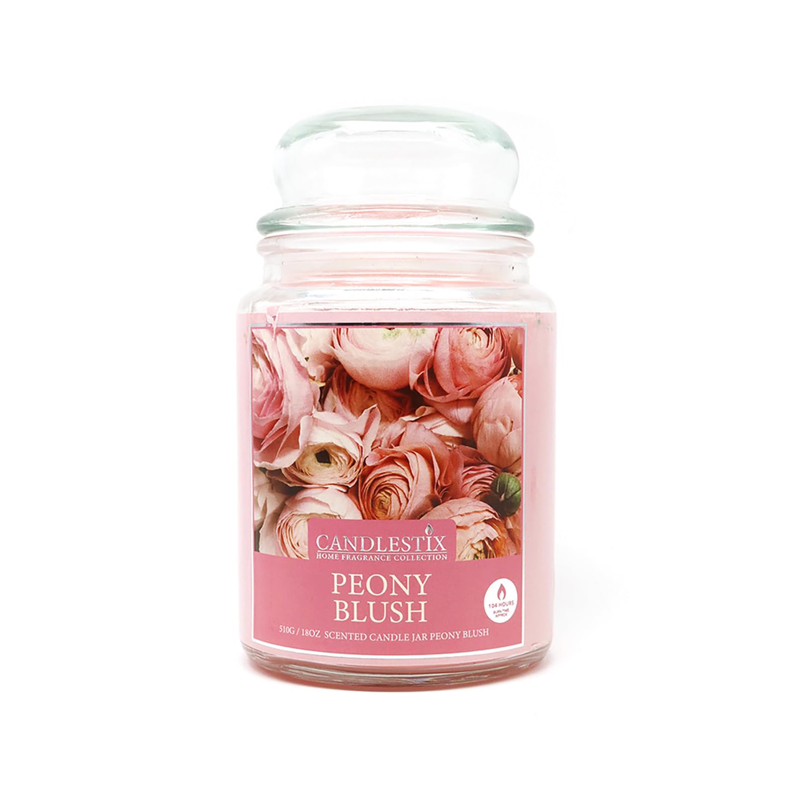 Voltico Multicolor Large 18Oz Scented Glass Jar Candle Natural Soy Wax Long Lasting Fragrance With Lid 104 Hour Burn Time Home Decor And Gift Candle (Peony Blus)