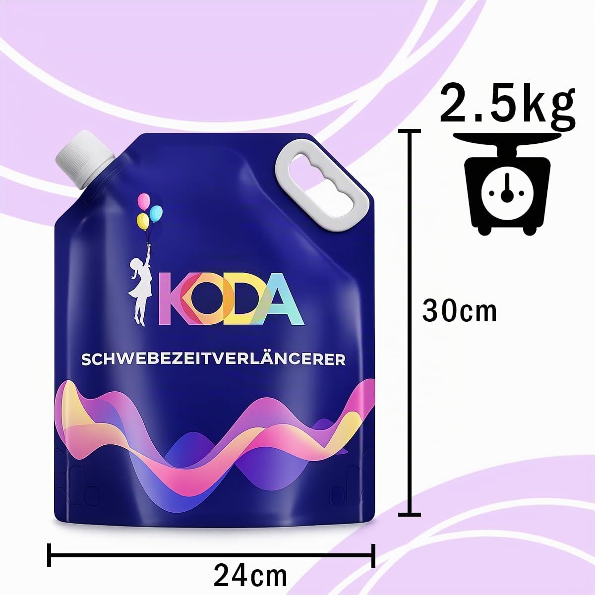 KODA Ballongel für Latexballons - Heliumgel - Schwebezeitverlängerer | für Helium gefüllte Ballons, 2,5 kg Profigebinde als Nachfüllpack, reicht für ca. 1200 Ballons 12-Zoll