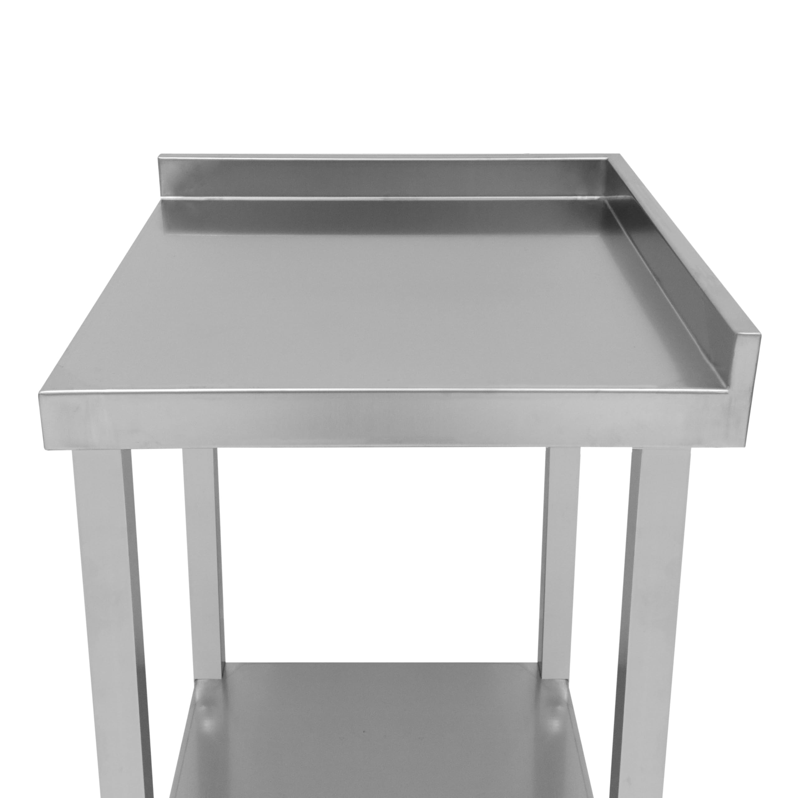 Unità Angolare Modulare da Cocktail Bar con Splashback da 5cm – 85x55x55cm, Mensola a 2 livelli, Bancone di Lavoro, Postazione Prep in Inox Heavy Duty, Piedini Regolabili, Link Bar, 2 x Staffe incluse
