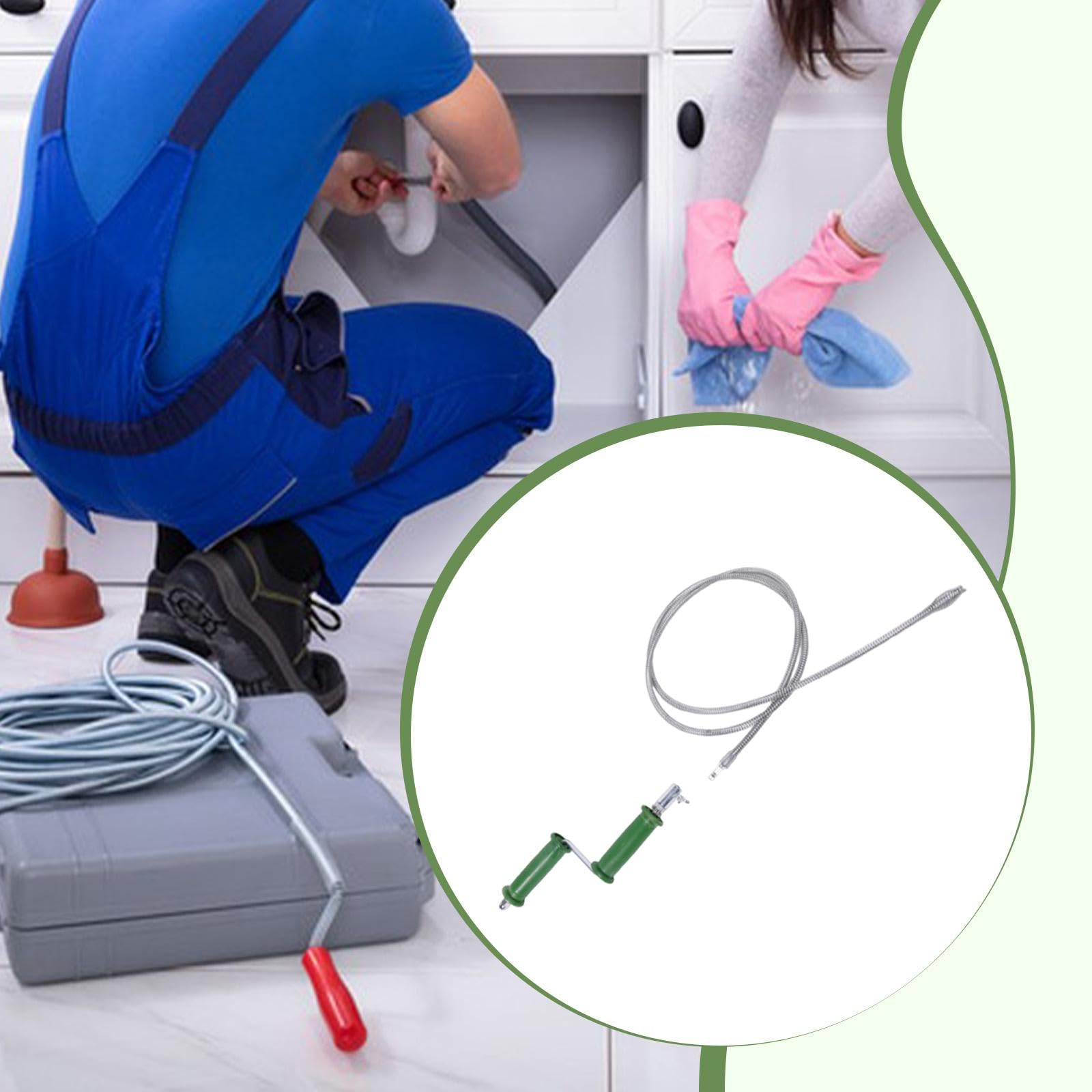 Strumento Manuale a Molla per Sbloccare Scarichi, Asta Flessibile in Acciaio Zincato, Impugnatura Ergonomica per La Rimozione dei Capelli, Adatto, 3 Metri