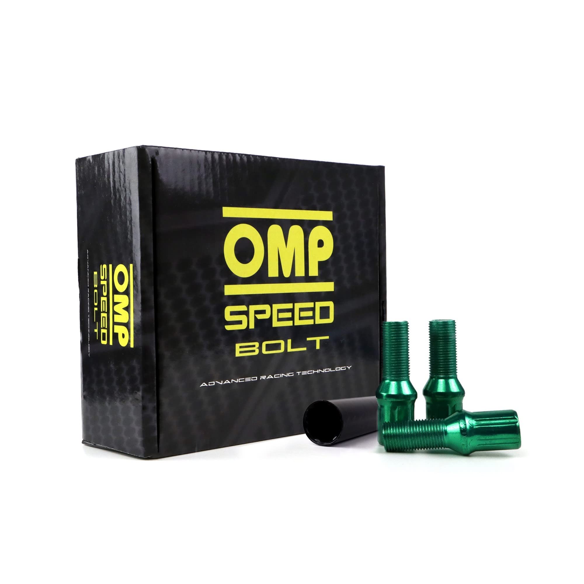 OMP SPEED Set 20 Bulloni Ruota con Sistema Metrico M12X1.5 17/19 Filettatura Lunga 27MM Colore Verde e Materiale DIN 10.9