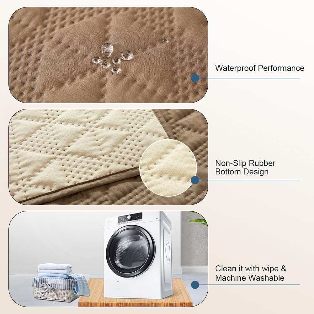 Taiyang Copridivano per Cani impermeabile, Coperta impermeabile per cani, protezione per mobili per bambini, bambini, cane, gatto, Con fondo in gomma antiscivolo (Marrone Metallico, 132-208 cm)