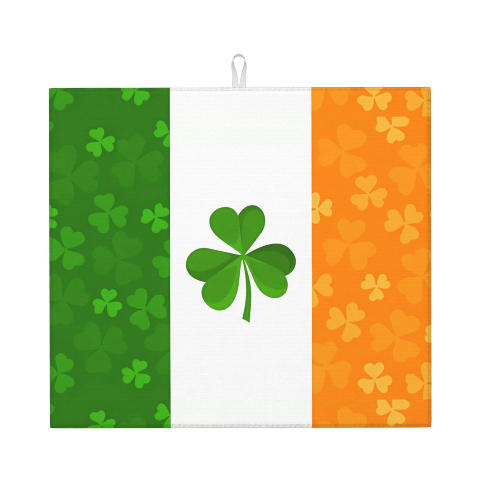 WHJSHOP irish flag Prints Kitchen Drying Mat – Absorbent Dish Throw for Countertops, Quick-Dry Non-Slip Layer with Colorful Prints, Ideal Housewarming Gift