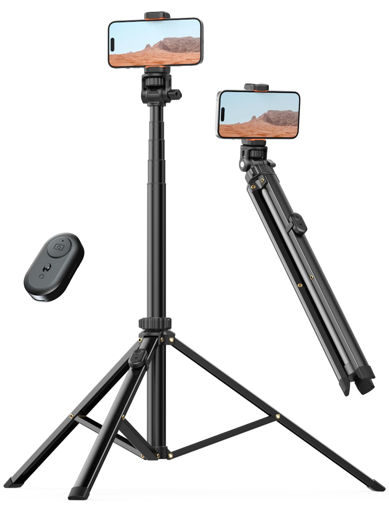 86'' Phone Tripod & Selfie Stick, Tripod for iPhone with Detachable Remote, Portable Phone Tripod Stand for Video Recording, Travel Tripod for Cell