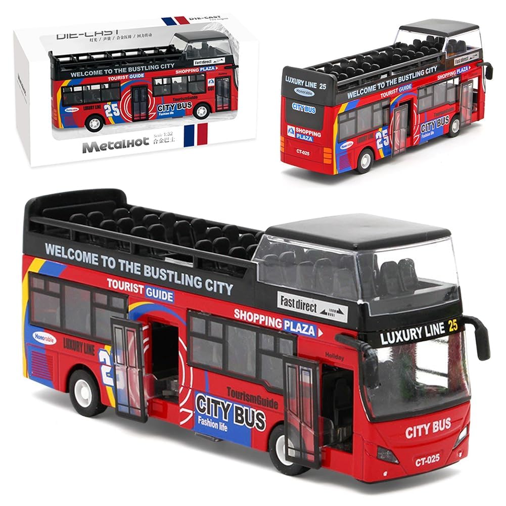 MIFKLMV London Double Decker Bus Toy 1:32 Scale Die Cast Model Pull-Back Bus Model Alloy Diecast Toy City Buses Kids Play Vehicle with Light and Sound Birthday Gifts for Kids-A2 — image 1