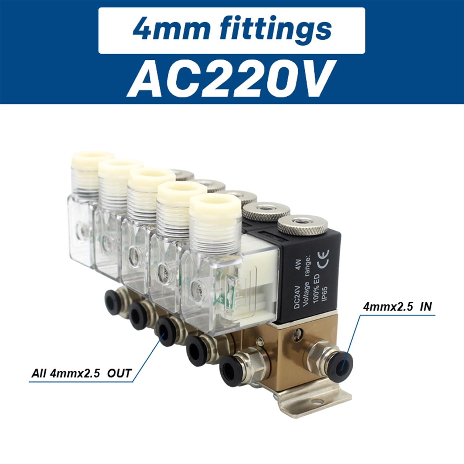 Válvula solenoide neumática 3V1-06 de 3/2 vías, Normalmente Cerrada, con Control Universal de presión Positiva y Negativa, Ventosa, 1 Unidad | Ac220v 4mm Fittings