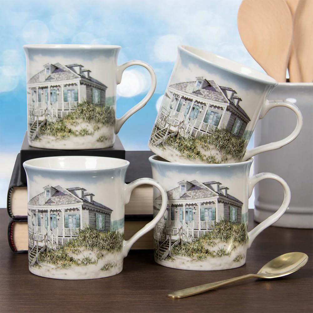 Sea Breeze Mugs Ceramic Fine China Set of 4 in a Gift Box 9 CM Gift Tableware