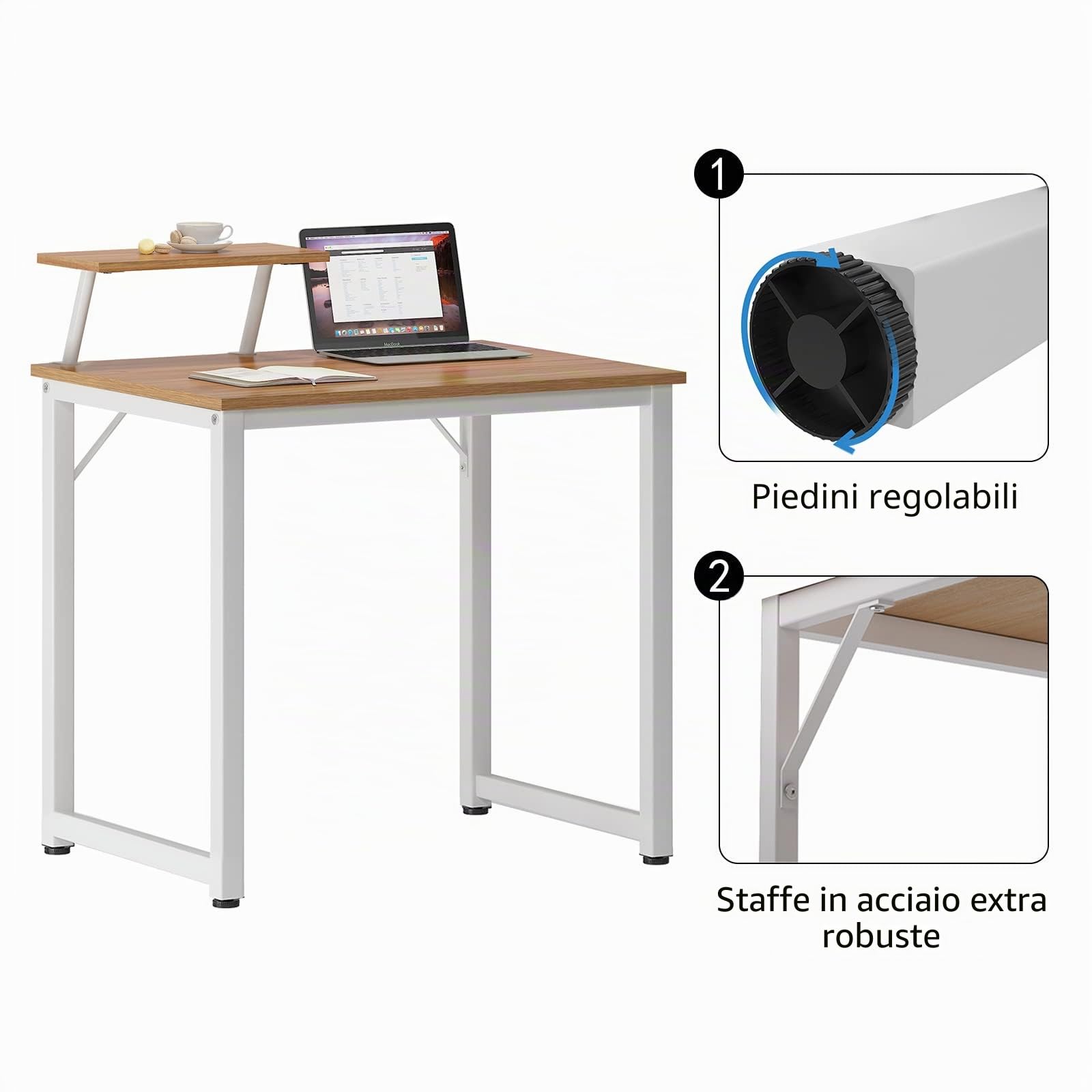 sogesfurniture Scrivania Compatta per Computer, Tavolo da Ufficio, Mobili per Ufficio, Tavolo per PC, Piccolo Tavolo da Pranzo, Tavolo da Lavoro, Scrivania per Ufficio per PC e Laptop, in Legno e