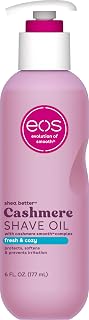 eos Cashmere Shave Oil Fresh & Cozy: Moisturizing Vegan Formula with Shea Butter, Prevents Razor Burn & Irritation, 6 fl oz