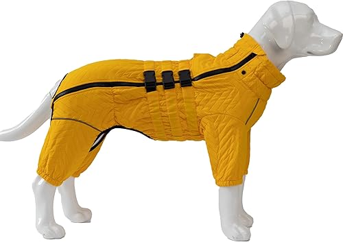 Abrigo cálido para perro, chaleco de doble capa para perro, 4 patas cubiertas, resistente al viento, impermeable, reflectante, chaleco cálido para