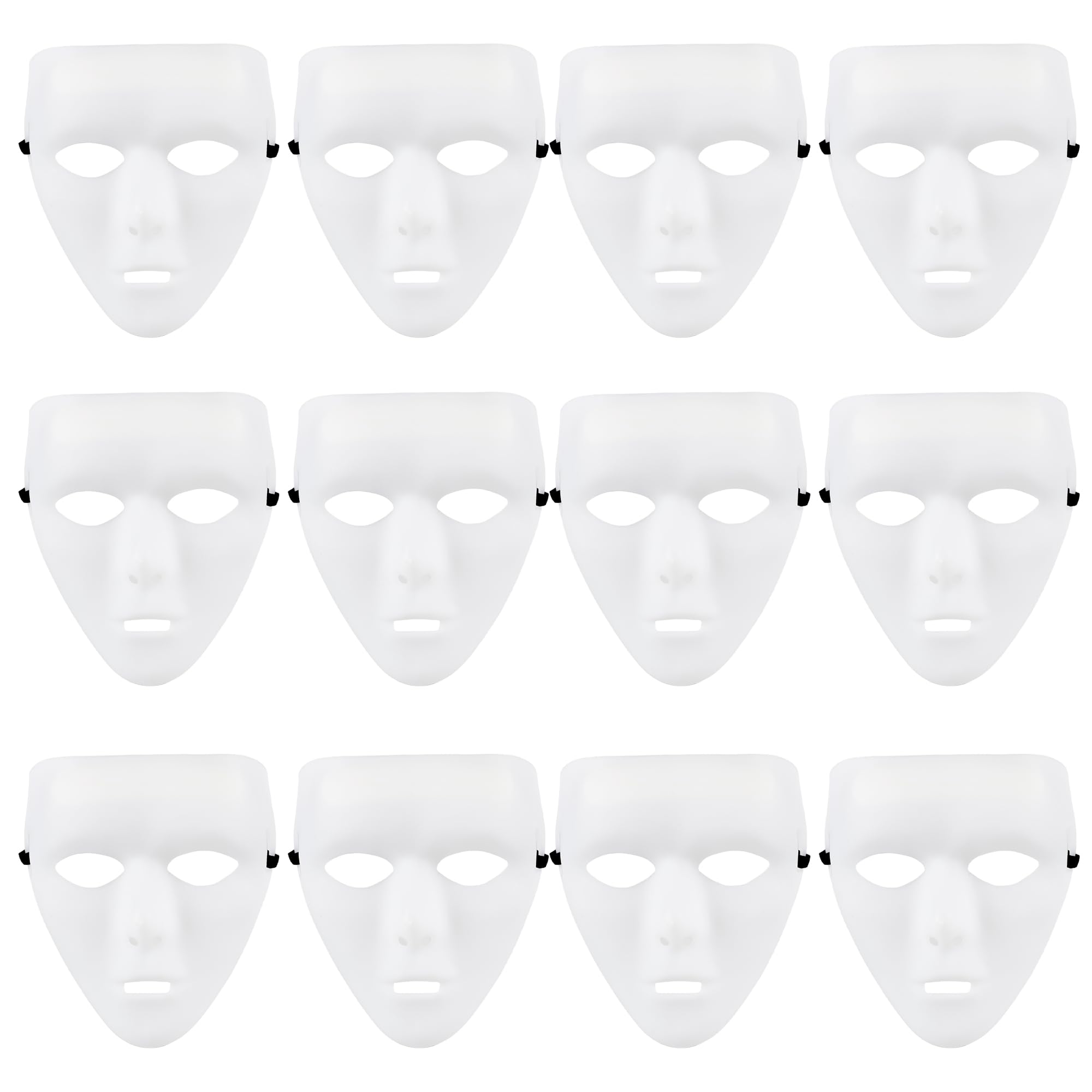 12 Pcs Halloween Mask Full Face Paintable White Blank Mask Male Scary Mask for Halloween Costumes Hip Hop Party Dance Crew Crafts Masquerades