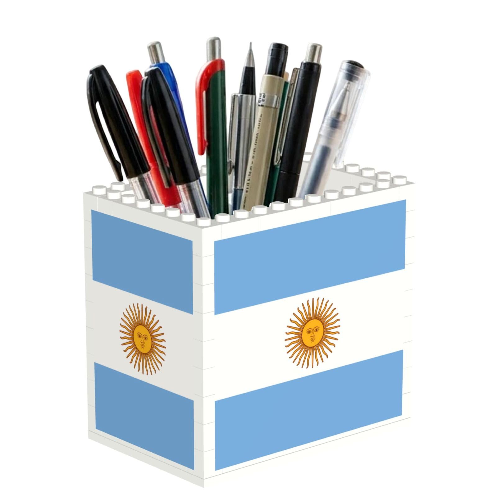 SXZVVBN Argentine flag Building Block Desk Tidy ABS Organiser