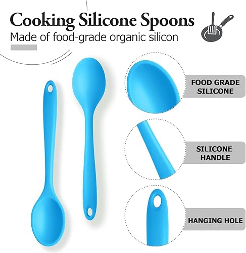 Miniatura 3 de 2 cucharas de silicona para cocinar, resistentes al calor, cucharas de mezcla antiadherentes para cocina, hornear, agitar, mezclar, herramientas de