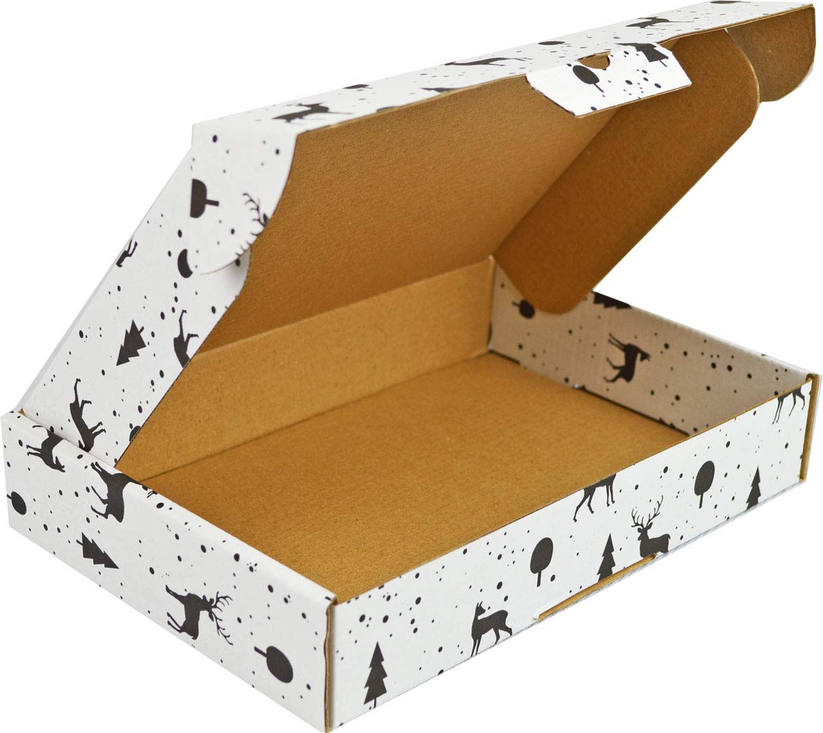 Cartón blanco con impresión navideña 230x160x45 mm Cierre adicional de cartón Ideal para documentos Caja de 3 capas Extracción móvil Paquete de almacenamiento Embalaje blanco (50)