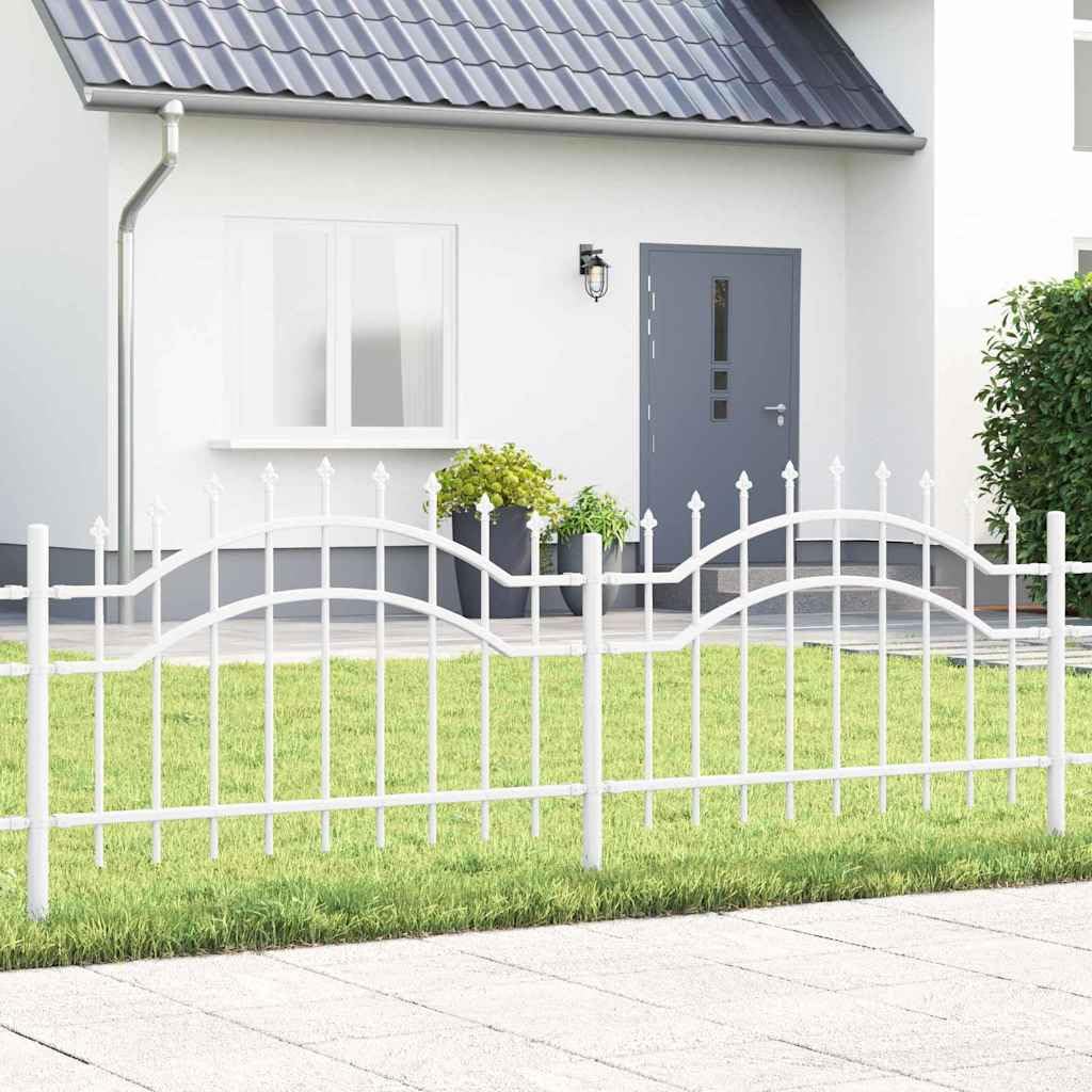 Gartenzaun Woerden Weiß 240 x 115 cm pulverbeschichteter Stahl mit Rostschutz wetterbeständig für Terrasse Balkon Vorgarten als Sichtschutz Zaunelement und Begrenzung