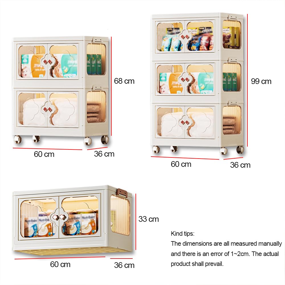 Cajas de almacenamiento con tapas, grandes cajas de almacenamiento de plástico transparente con puertas magnéticas y ruedas, organizadores de contenedores de almacenamiento apilables para dormitorio,