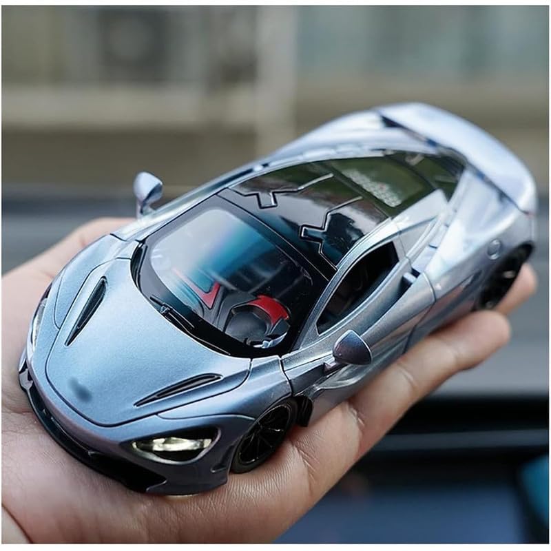 Image of Kids Model 1:32 Mc-Laren 720s Die Cast Metal Car Pull Back Action Opening Doors with Realistic Engine Sound Lights Toy Car Gift for Boys - Multi