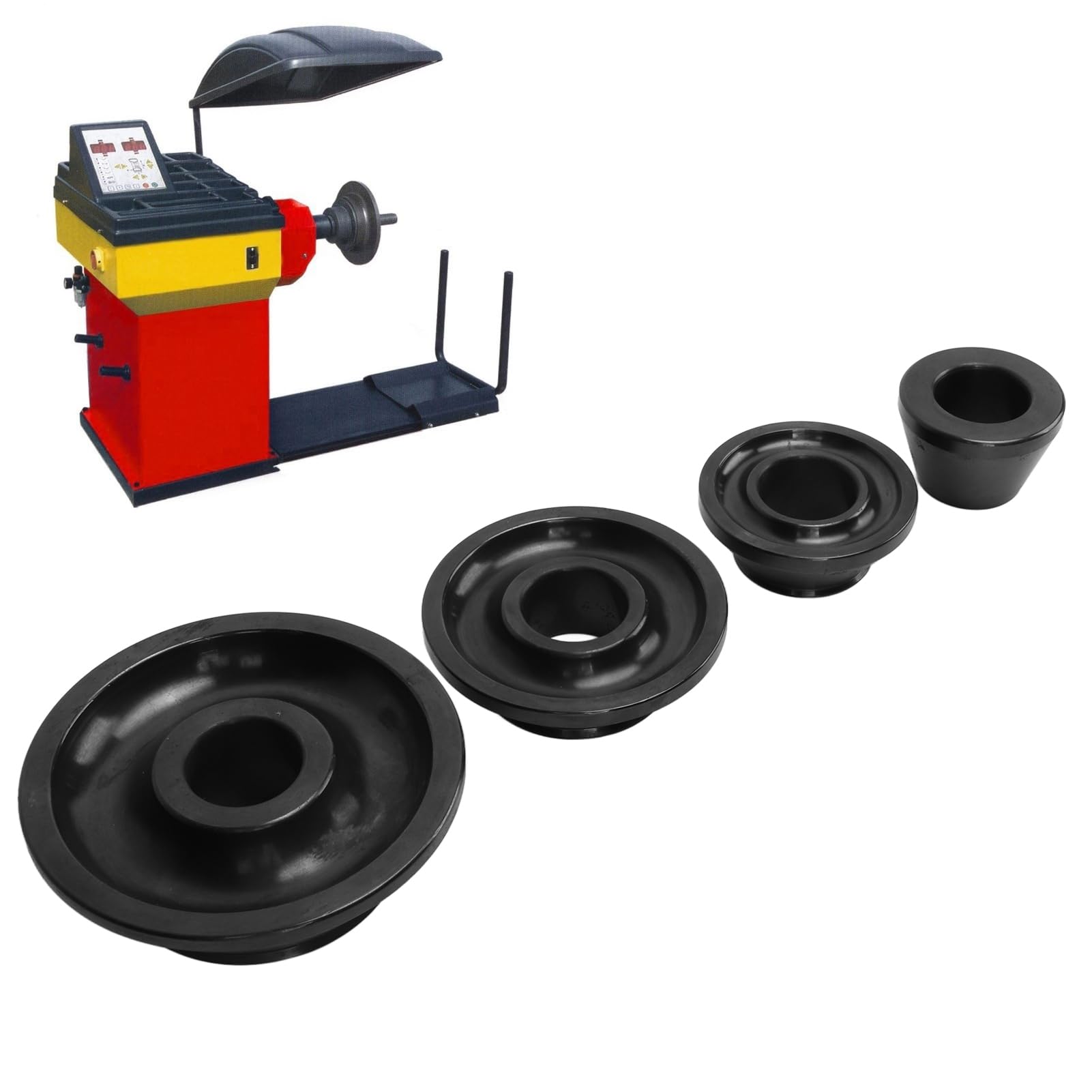 Juego de Adaptadores Cónicos para Equilibrador de Ruedas Duradero, 4 Uds., para Coche, Camión, SUV, Eje de 36mm, Acero Al Carbono de Calidad