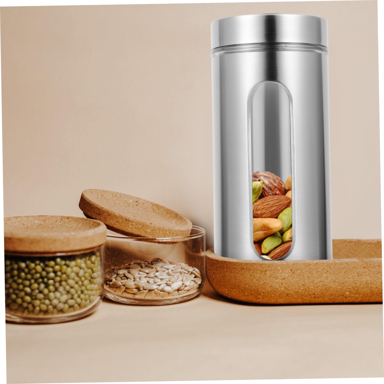 Tarro de Almacenamiento Hermético de Acero Inoxidable para Cocina Transparente y Resistente la Oxidación Contenedor Sellado para Té y Uso Doméstico