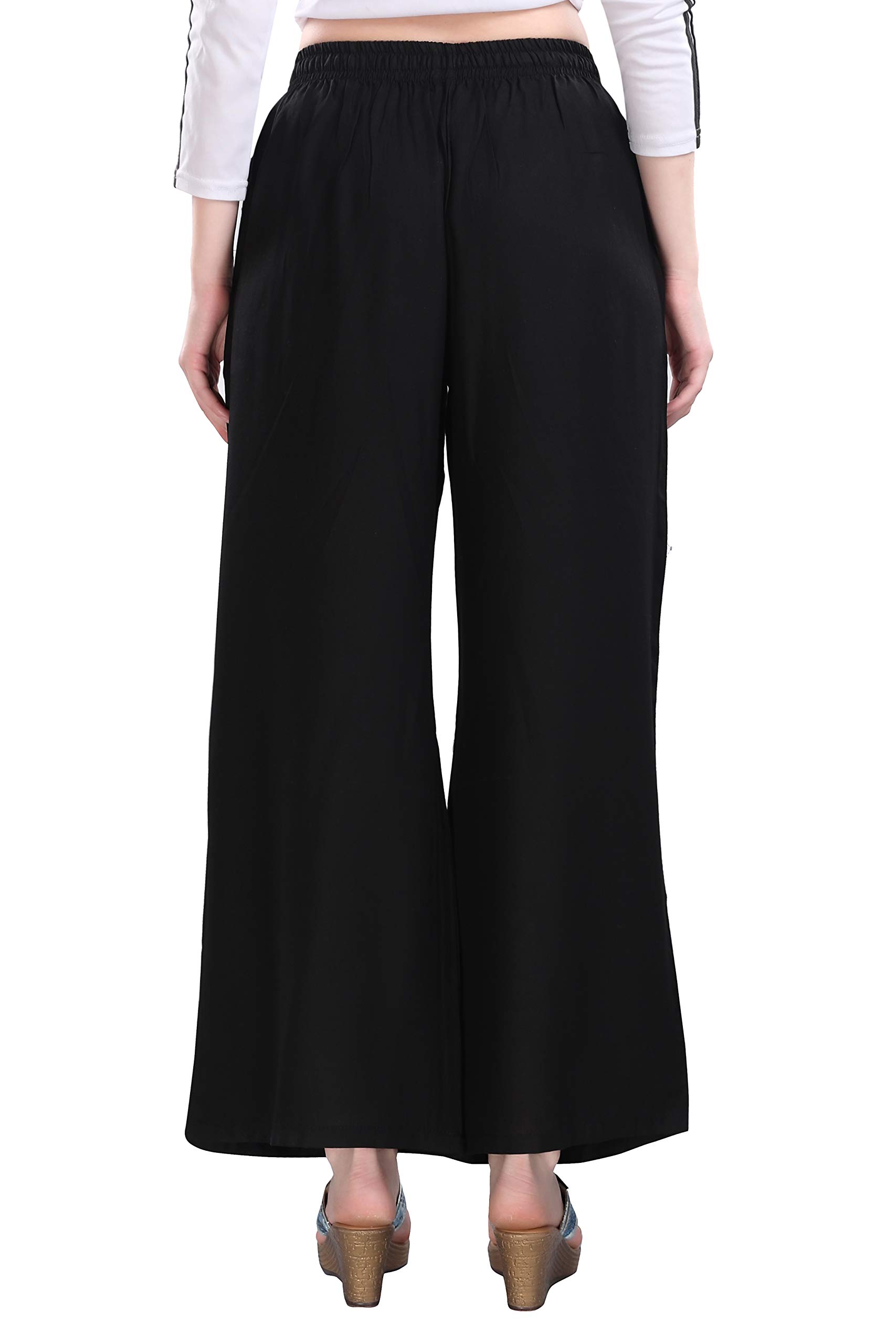 TRASA Ultra Soft Reyon Cotton High Rise Regular and Plus 7 Colour Palazzo for Women's and Girls - Black - 2XL - Image 5 thumbnail