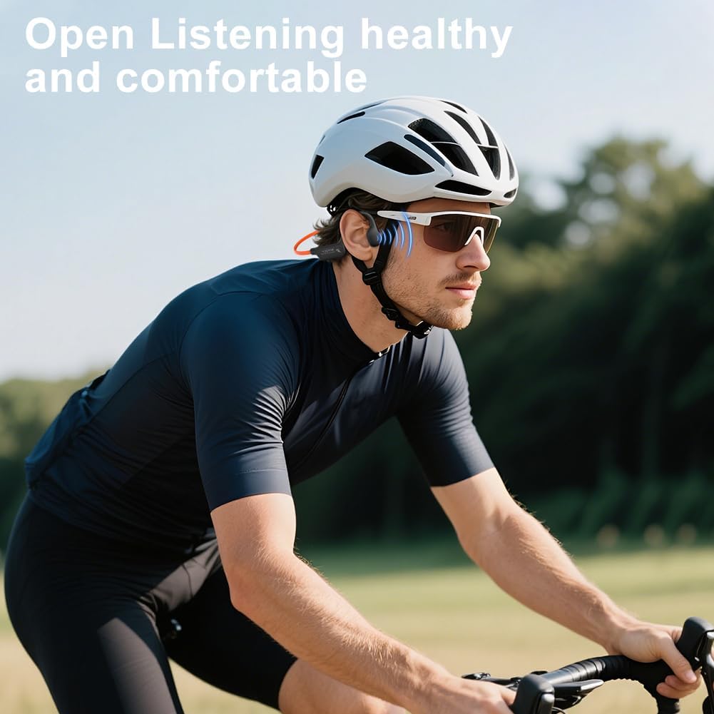 Bone Conduction Headphones,Open Ear Wireless Bluetooth 5.4 Headphones with Mic,IPX6 Waterproof Sport Bluetooth Headset,15H Playback, for Running,Cycling,Walking,Outdoor (Orange) - Image 7
