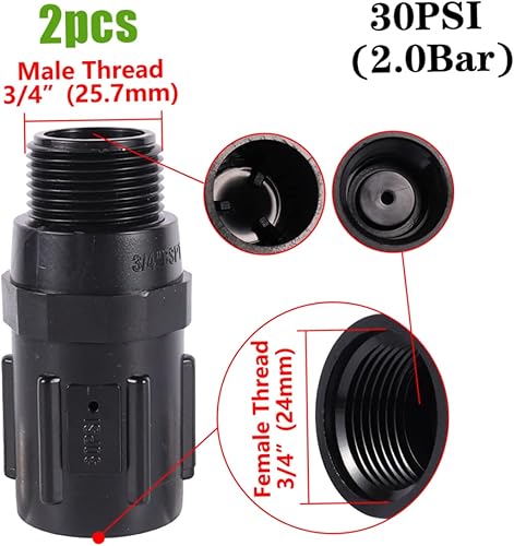 Miniatura 8 de Regulador de presión de riego por goteo Reguladores de presión Sistema de riego por goteo 30PSI Reductor de presión Válvula de bajo flujo para